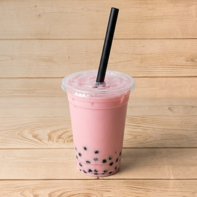 Strawberry Real Fruit Milk Tea.